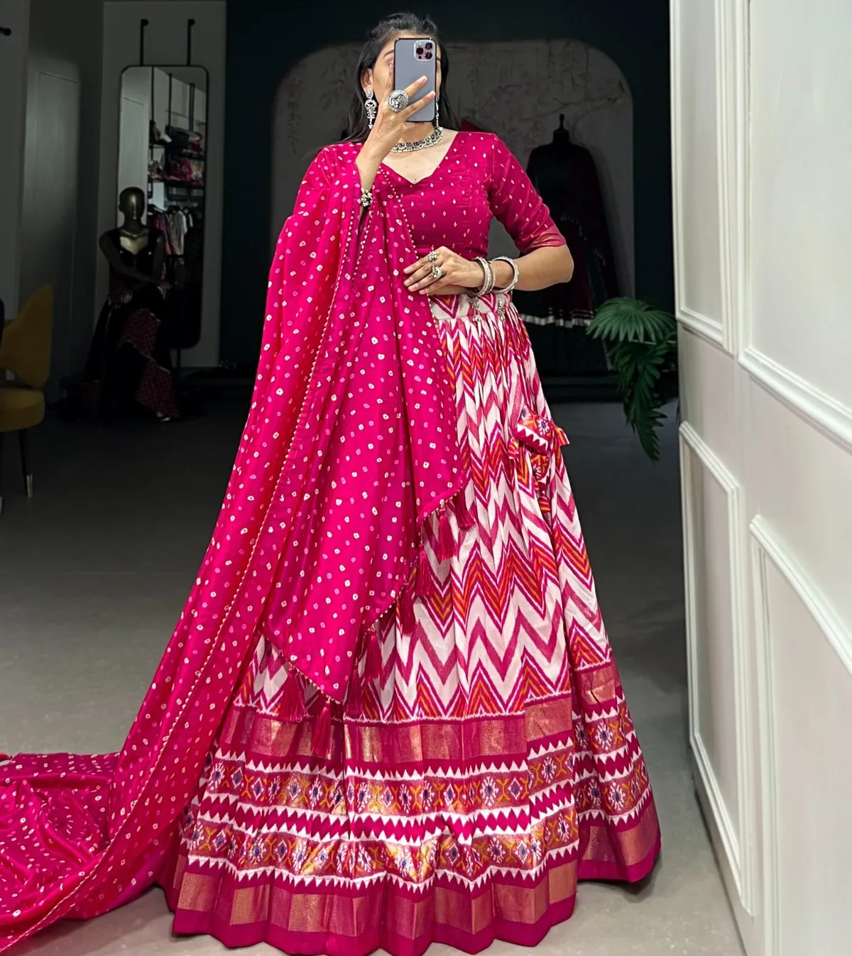 Aawiya 1683PNK Tussar Silk Lehenga Collection