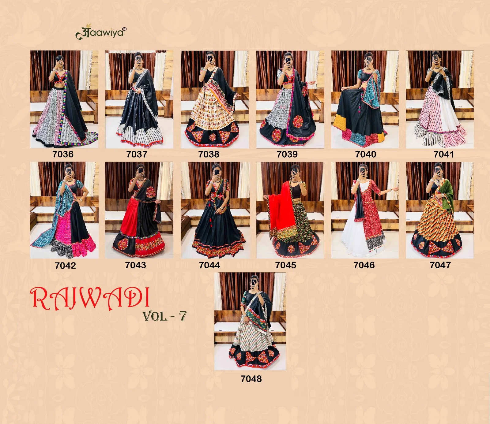 Aawiya Rajwadi 7 Cotton Wholesale Navratri Festival Lehenga Choli Collection - Image 2