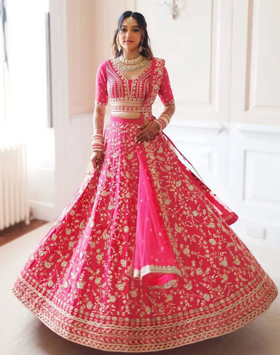 Af 4149 Designer Pink Zari Satin Silk Lehenga Choli Collection