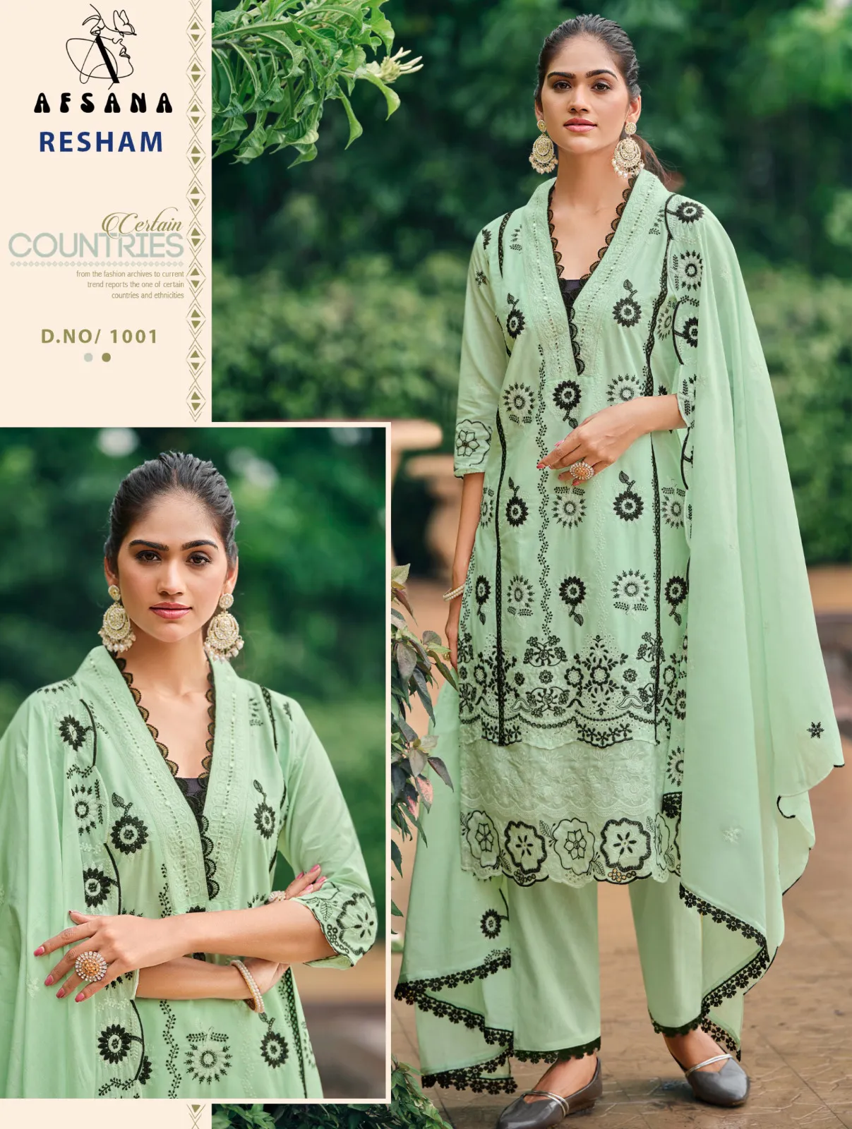 Afsana Resham Pure Cambric Cotton Readymade Salwar Suit Collection