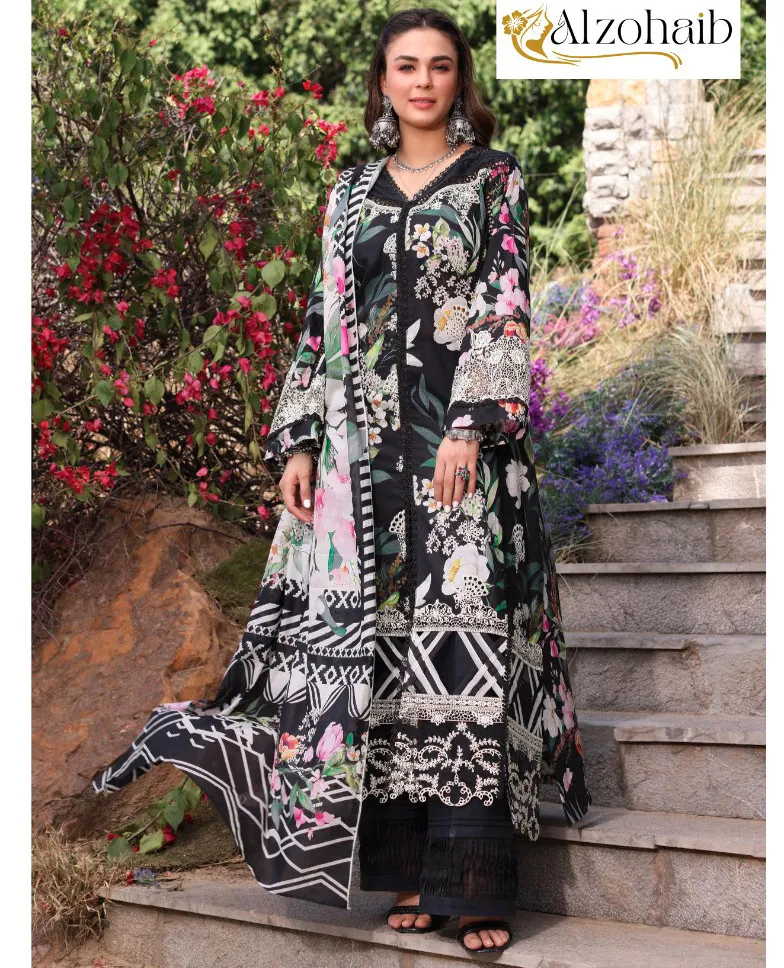 Alzohaib Elaf Chikankari Vol 2 Cambric Cotton Wholesale Pakistani Salwar Suit Collection