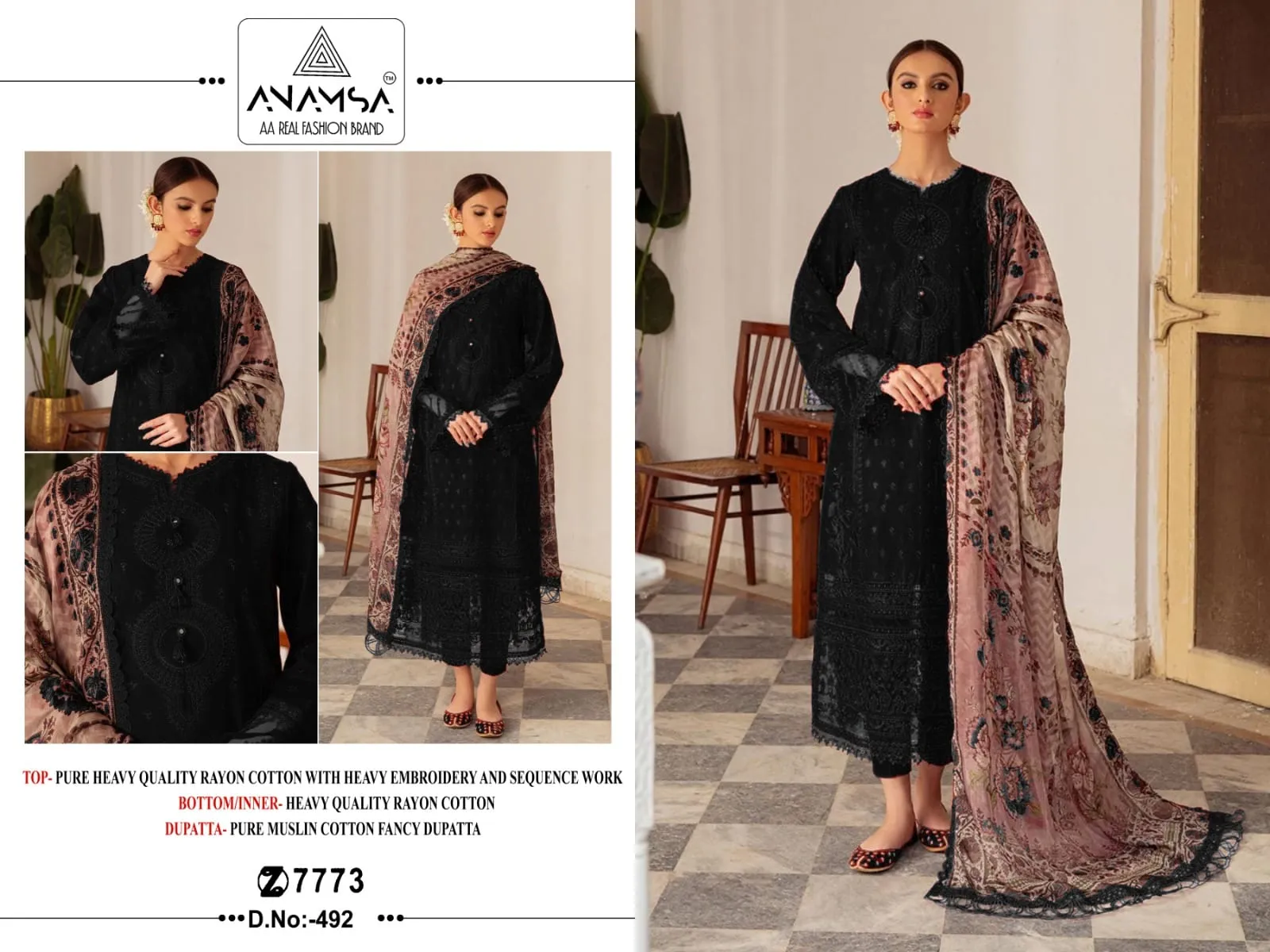 Anamsa 492 Rayon Wholesale Pakistani Salwar Suit Collection - Image 2
