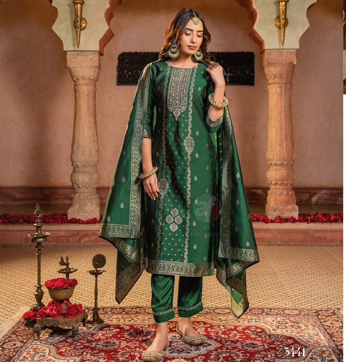 Anju Fabric Silk Affair Vol 3 Banarasi Silk Readymade Salwar Suit Collection — Wholesale Readymade Suit, Anju fabric wholesale from Surat — view 1