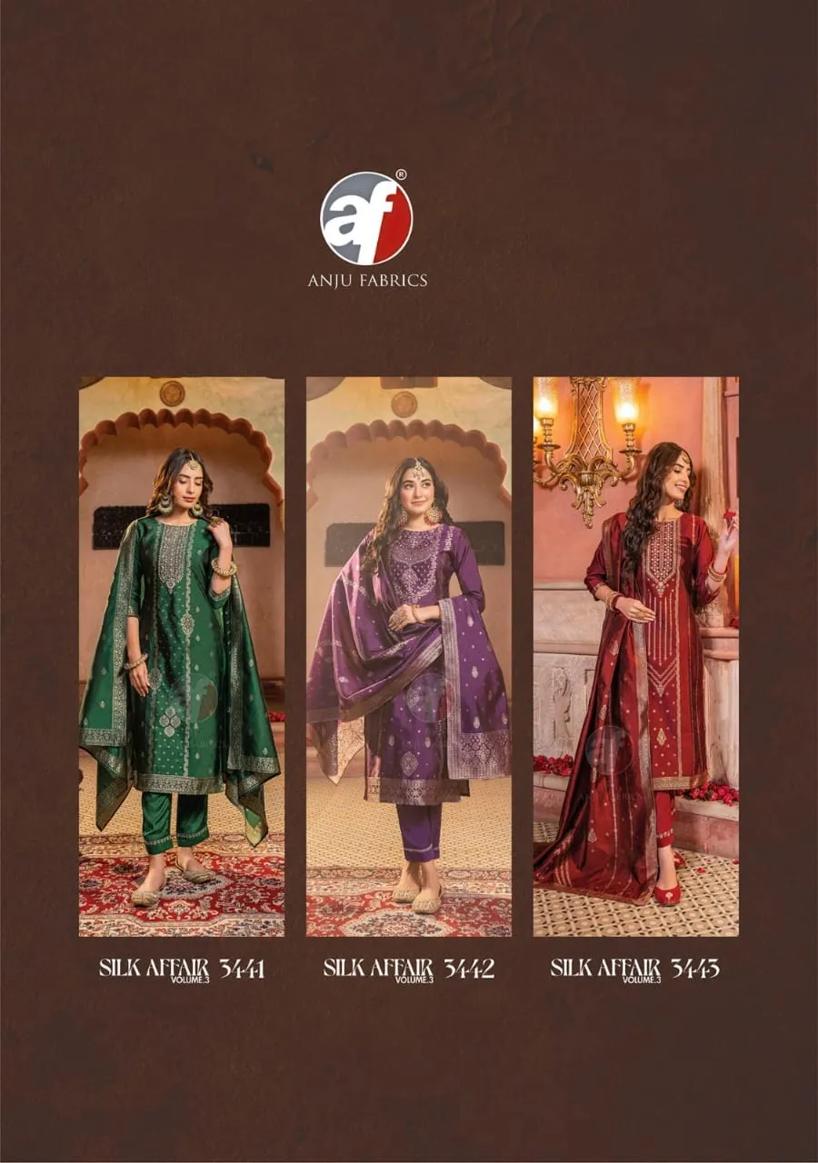 Anju Fabric Silk Affair Vol 3 Banarasi Silk Readymade Salwar Suit Collection — Wholesale Readymade Suit, Anju fabric wholesale from Surat - Gallery Image 2