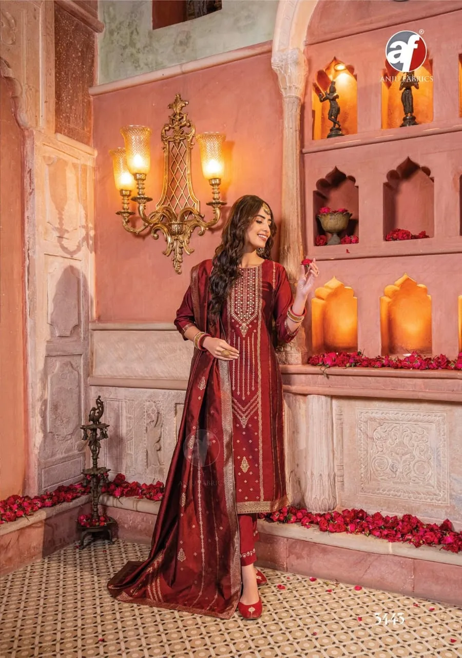 Anju Fabric Silk Affair Vol 3 Banarasi Silk Readymade Salwar Suit Collection — Wholesale Readymade Suit, Anju fabric wholesale from Surat - Gallery Image 3