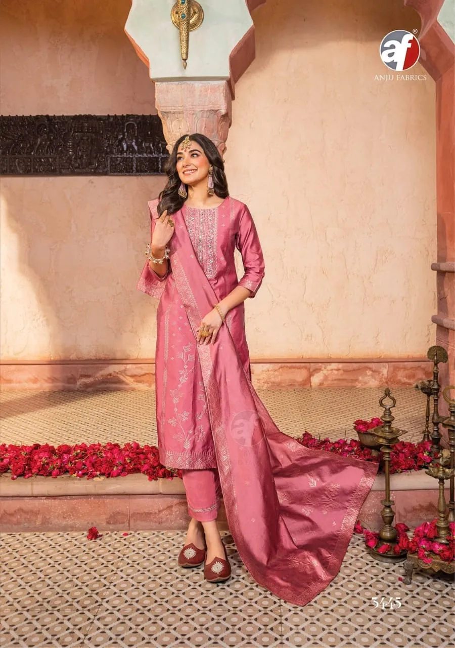 Anju Fabric Silk Affair Vol 3 Banarasi Silk Readymade Salwar Suit Collection — Wholesale Readymade Suit, Anju fabric wholesale from Surat - Gallery Image 4