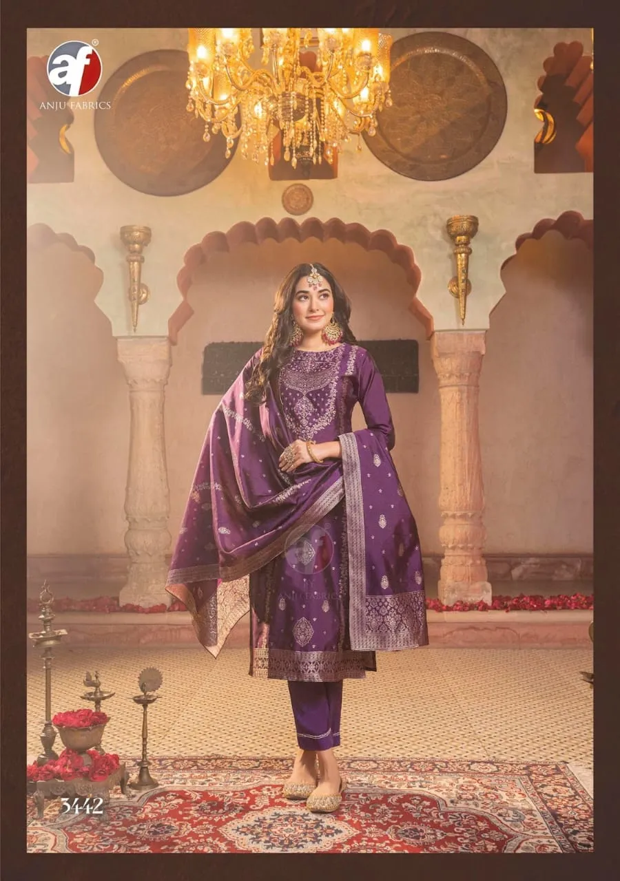 Anju Fabric Silk Affair Vol 3 Banarasi Silk Readymade Salwar Suit Collection — Wholesale Readymade Suit, Anju fabric wholesale from Surat - Gallery Image 6