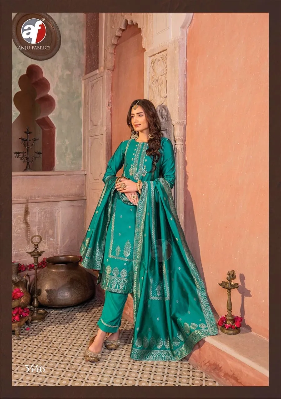 Anju Fabric Silk Affair Vol 3 Banarasi Silk Readymade Salwar Suit Collection — Wholesale Readymade Suit, Anju fabric wholesale from Surat - Gallery Image 7