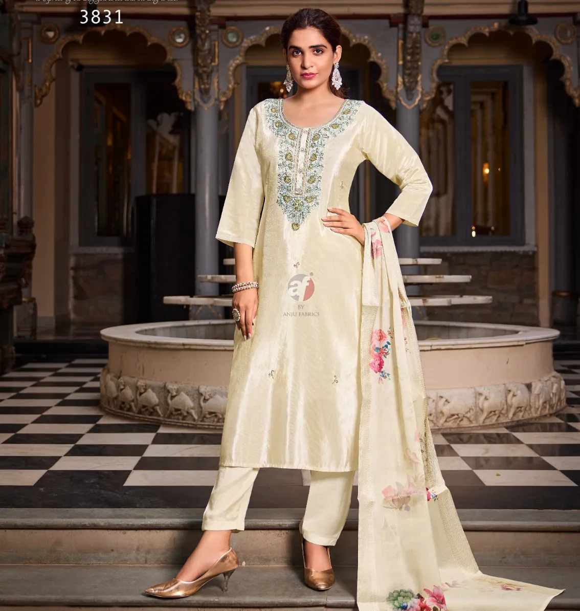 Anju Fabric Silk Affair Vol 4 Tissue Shimmer Wholesale Readymade Salwar Suit Collection — Wholesale Readymade Suit, Anju fabric wholesale from Surat — view 1