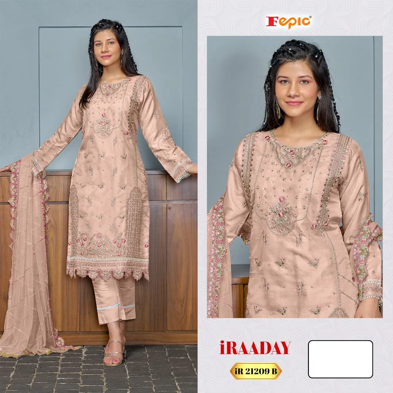 Fepic iR 21209 ABC Organza Pakistani Salwar Suit Collection — Wholesale Readymade Suit, Fepic wholesale from Surat — view 3