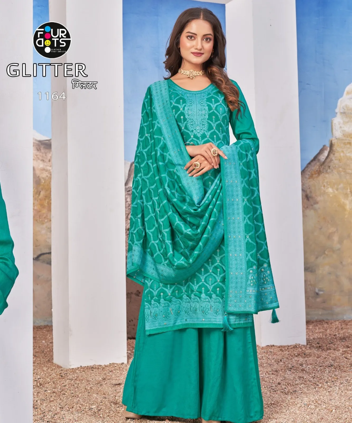 Fourdots Glitter Pure Lakhnavi Muslin Salwar Suit Collection