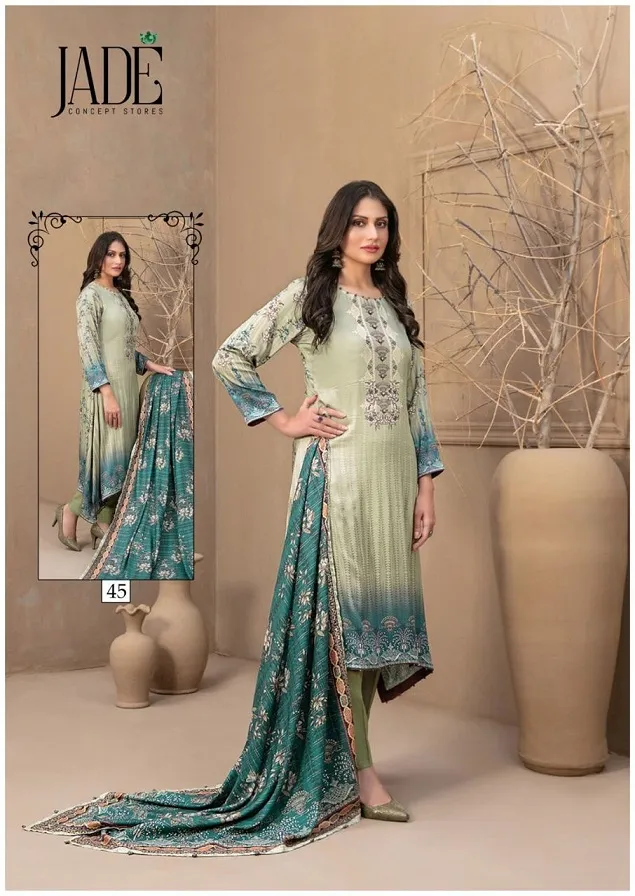 Jade chevron Vol 5 Lawn Cotton Wholesale Pakistani Salwar Suit Collection - Image 4