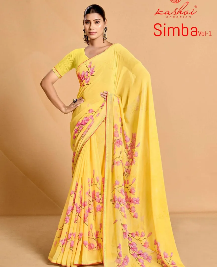 Kashvi Creation Simba Vol 1 Georgette Wholesale Saree Collection
