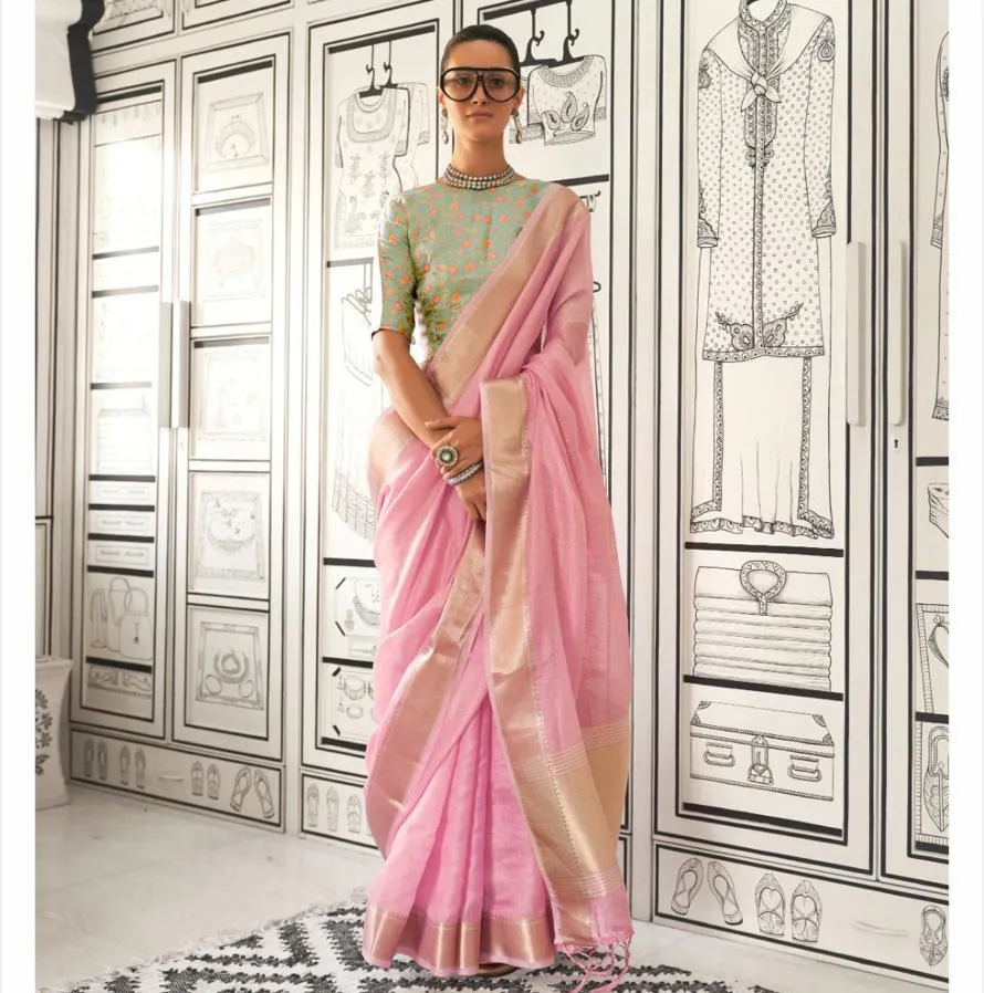 Rajtex Knoorie Handwoven Moss Chiffon Sarees Collection
