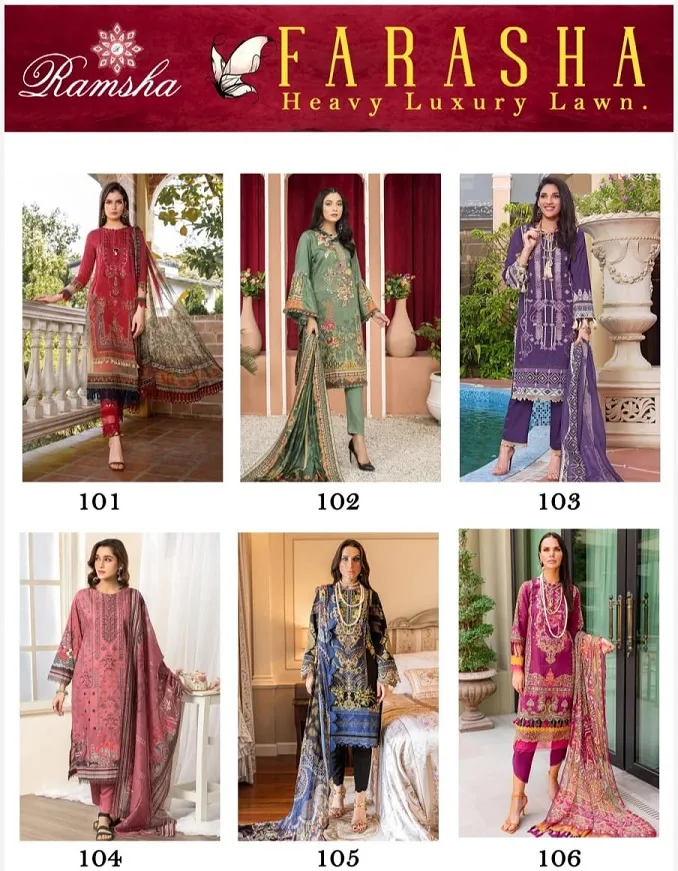 Ramsha Farsha Vol 1 Lawn Cotton Wholesale Pakistani Salwar Suit Collection - Image 4