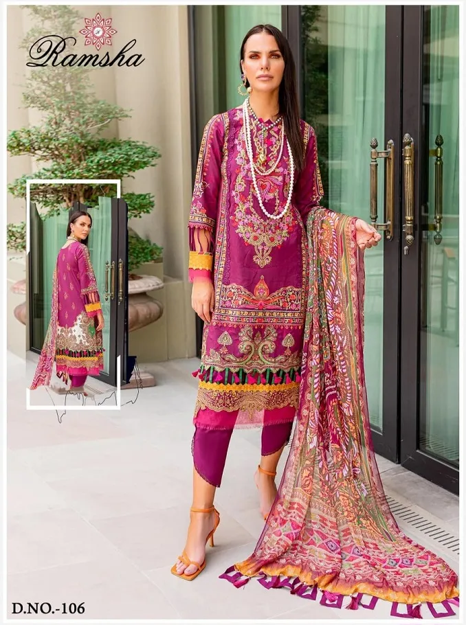 Ramsha Farsha Vol 1 Lawn Cotton Wholesale Pakistani Salwar Suit Collection - Image 7