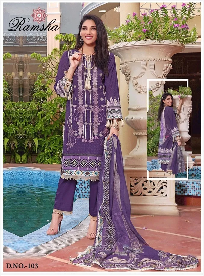 Ramsha Farsha Vol 1 Lawn Cotton Wholesale Pakistani Salwar Suit Collection - Image 8