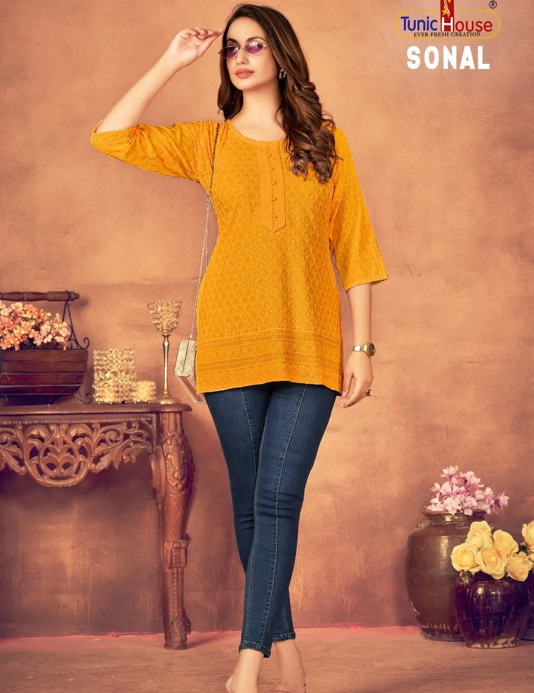 Tunic House Short Top Viscouse Rayon Fancy Kurtis Collection