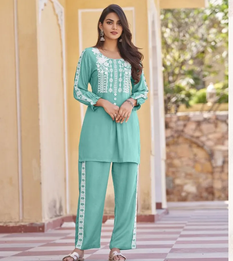 Vamika Nx Vintage Platnium Heavy Rayon Kurti With Pant Collection