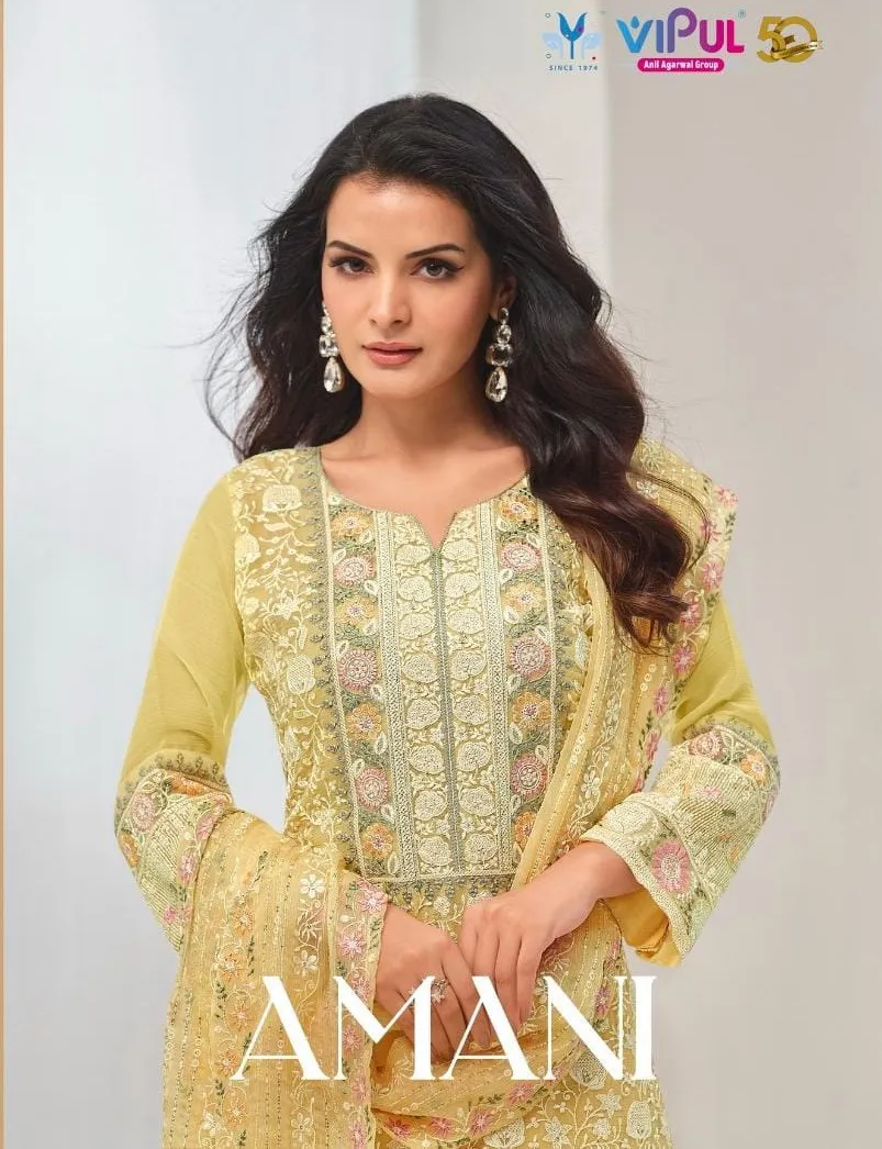 Vipul Amani Organza Chiffon Wholesale Designer Salwar Suit Collection