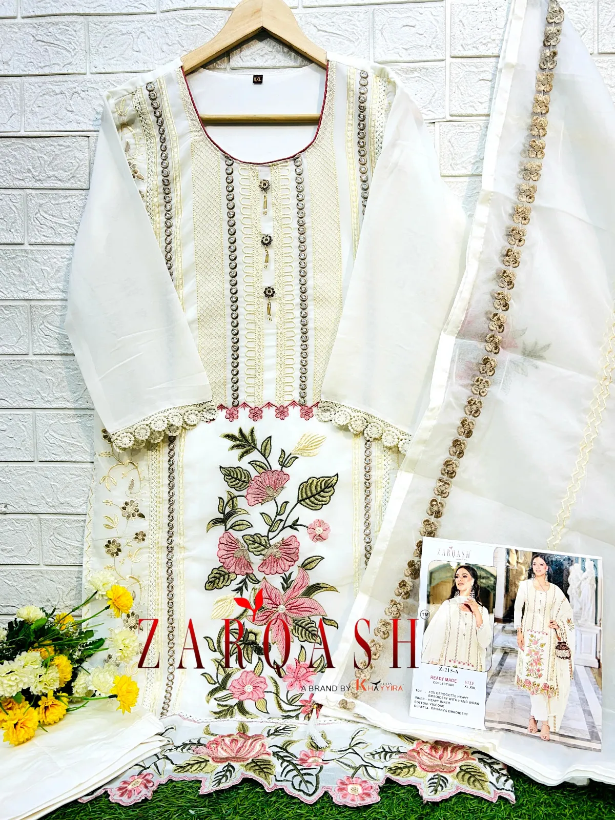 Zarqash Z 215 Faux Georgette Pakistani Ready Made Salwar Suits Collection - Image 3