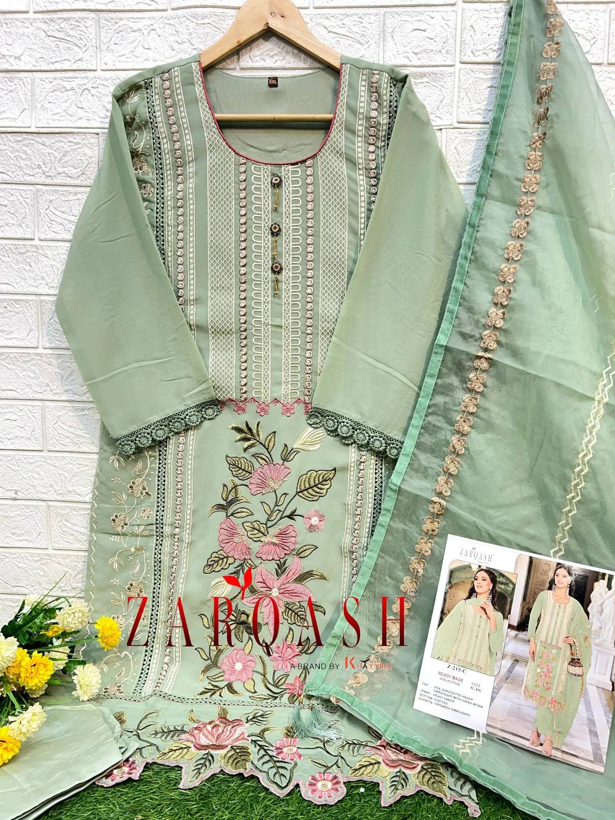 Zarqash Z 215 Faux Georgette Pakistani Ready Made Salwar Suits Collection - Image 4