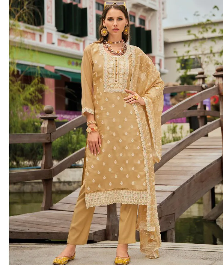 Zaveri Shazar Organza Embroidered Wholesale Readymade Salwar Suit Collection