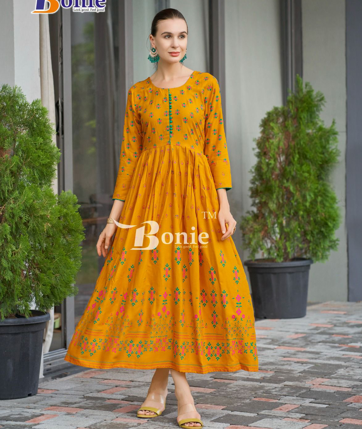 Bonie Aanchal Vol 4 Rayon Printed Wholesale Long Kurti Collection
