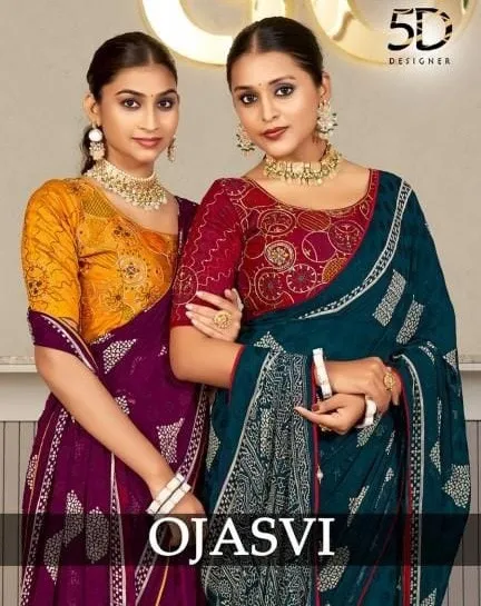 5D Designer Ojasvi Chiffon Wholesale Fancy Sarees Collection