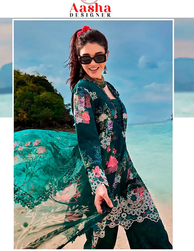 Aasha 1115 Cotton Dupatta Wholesale Pakistani Salwar Suit Collection