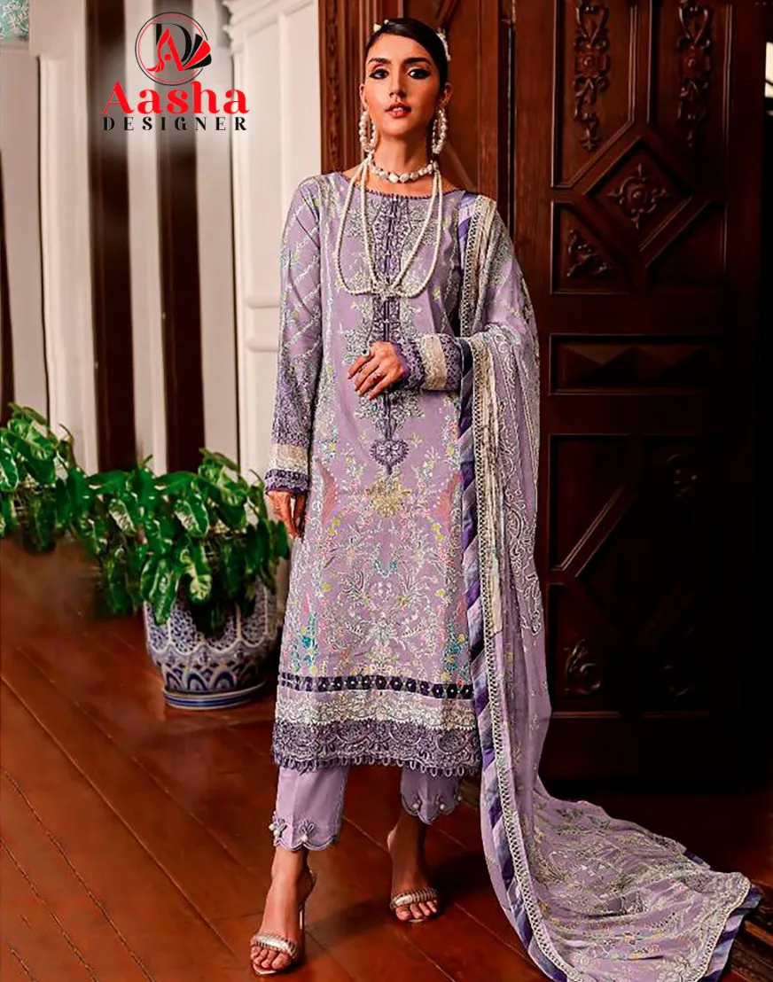 Aasha Queen Court Vol 8 Cotton Dupatta Wholesale Pakistani Suit Collection