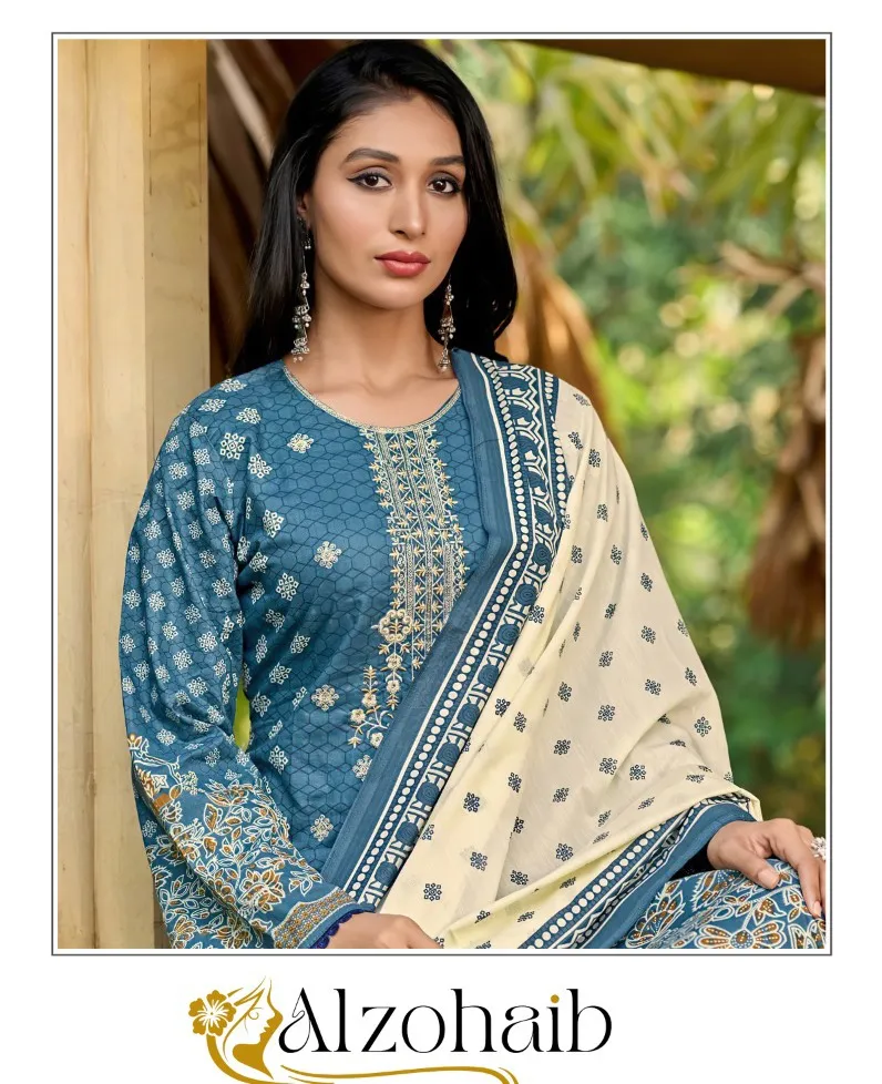Alzohaib Bin Saeed Nx Cotton Dupatta Wholesale Pakistani Suit Collection