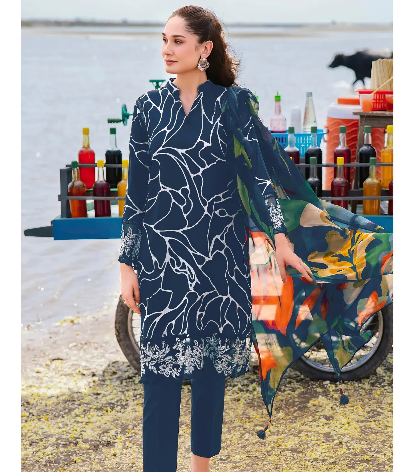 Alzohaib M Basic 1022 Chiffon Dupatta Wholesale Pakistani Salwar Suit Collection