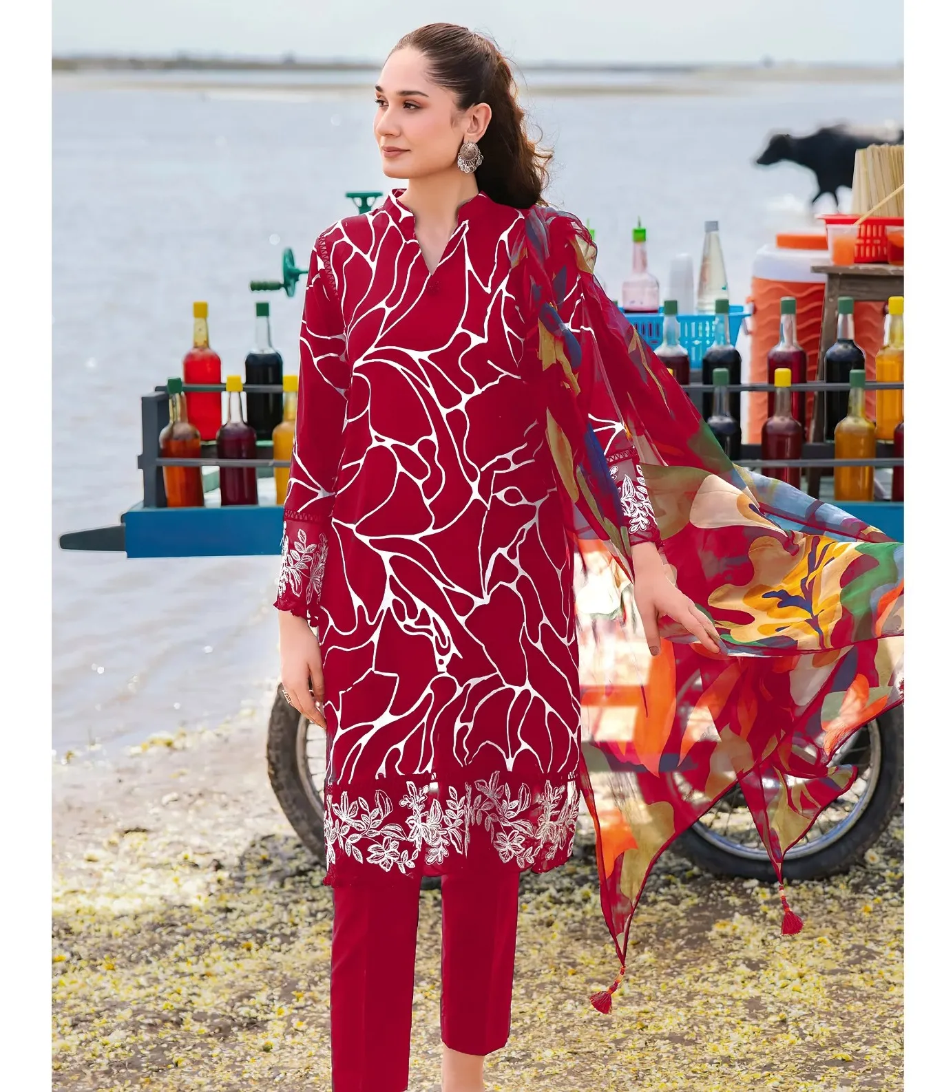 Alzohaib M Basic 1022 Cotton Dupatta Wholesale Pakistani Salwar Suit Collection