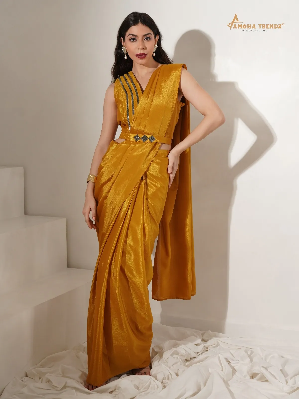 Amoha 101141 Chinon Wholesale Fancy Readymade Sarees Collection — Wholesale Sarees, AMOHA wholesale from Surat - Gallery Image 11