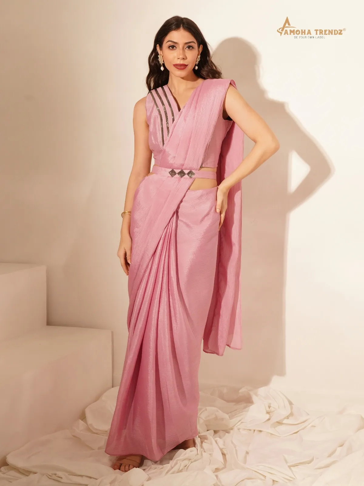 Amoha 101141 Chinon Wholesale Fancy Readymade Sarees Collection — Wholesale Sarees, AMOHA wholesale from Surat - Gallery Image 9