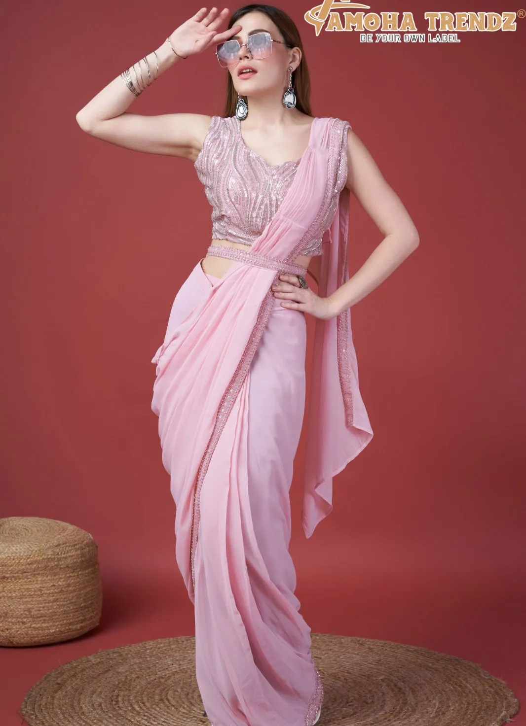 Amoha A307 Georgette Wholesale Readymade Sarees Collection