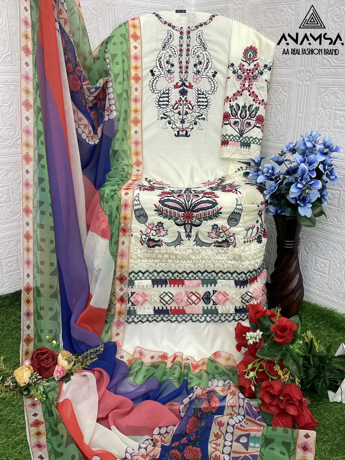 Anamsa 497 Rayon Embroidered Wholesale Pakistani Suit Collection - Image 3
