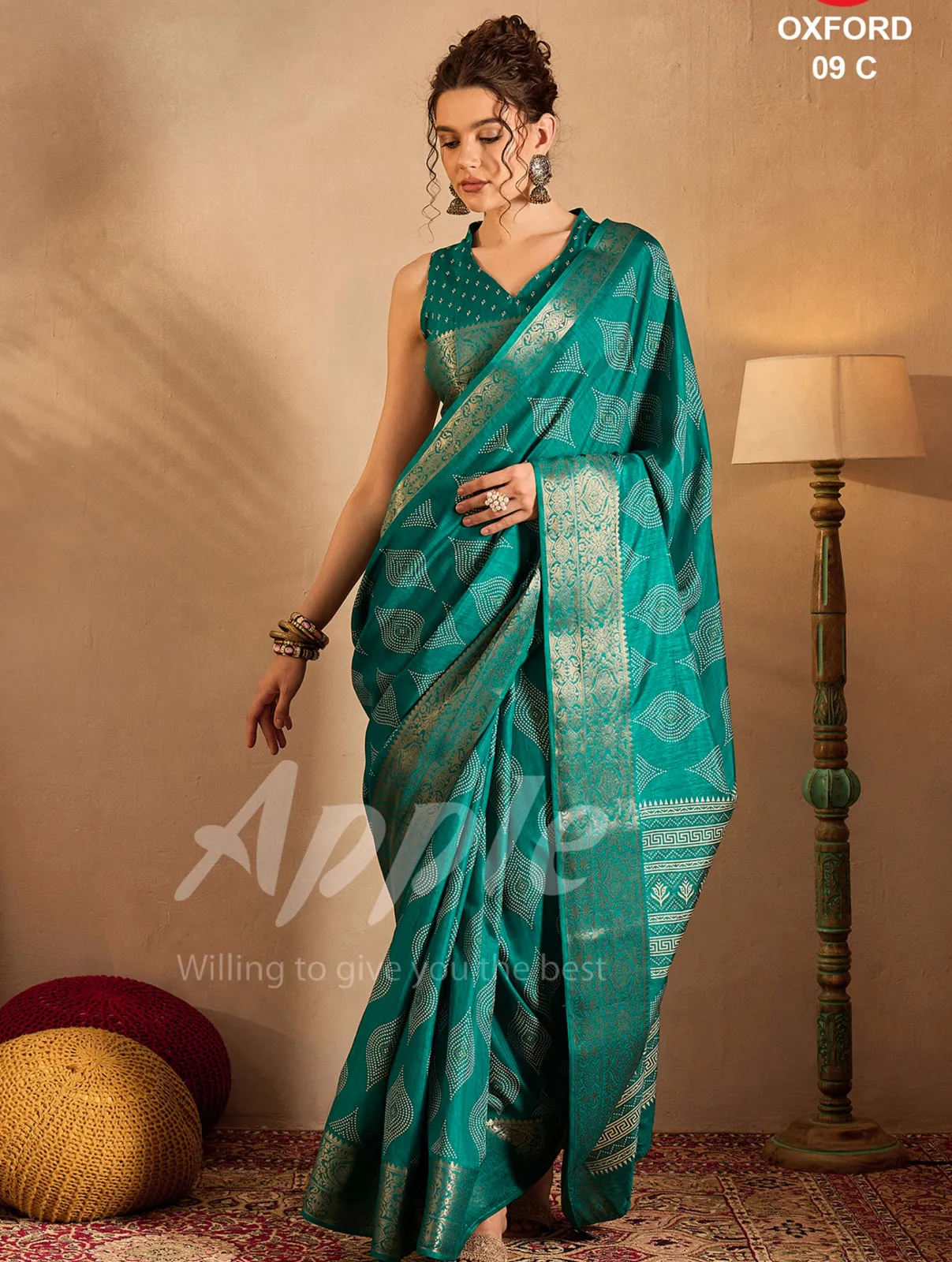 Apple Oxford 09 Silk Blend Printed Wholesale Sarees Collection