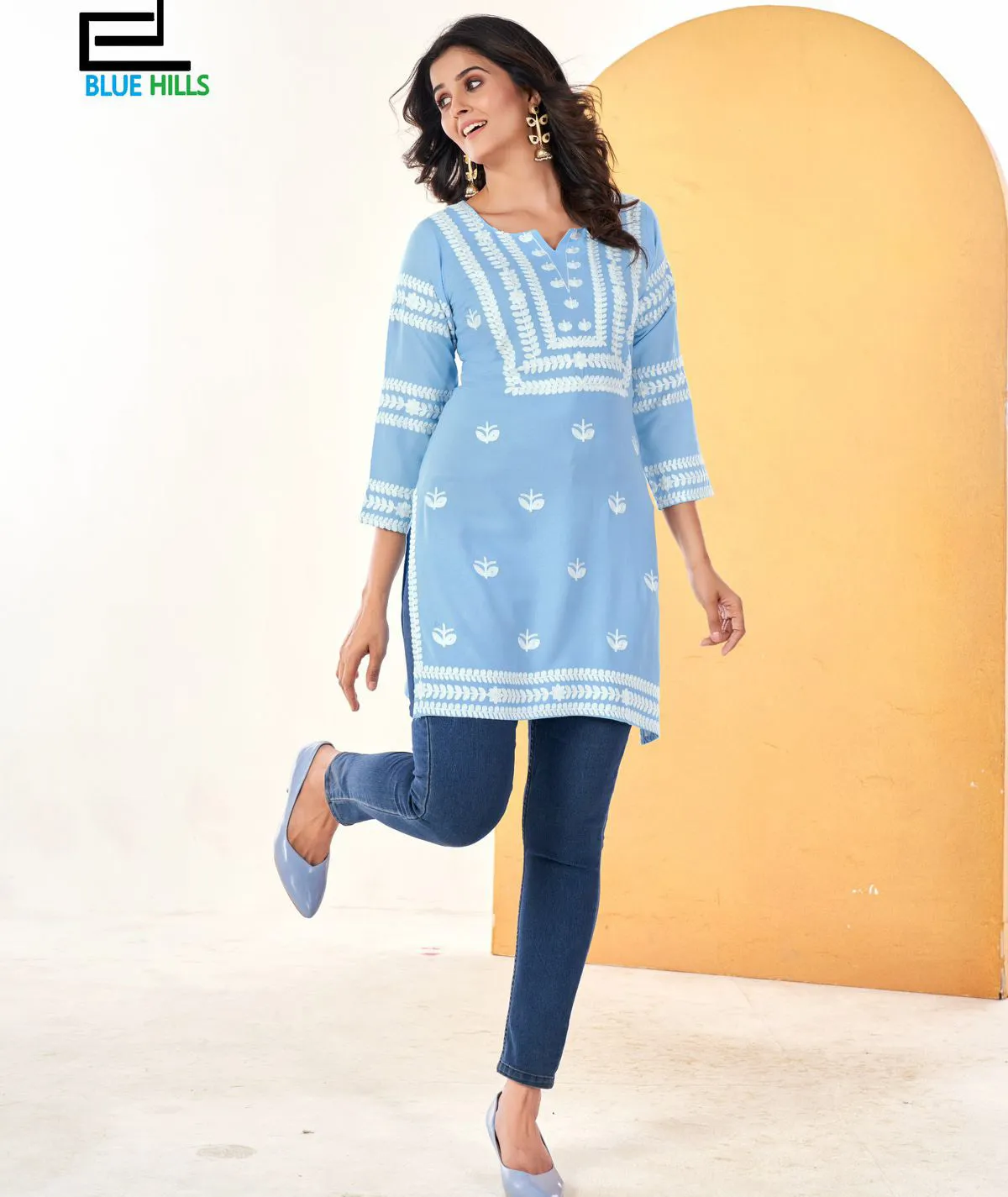 Blue Hills Hola Rayon Side Cut Wholesale Short Kurti Collection