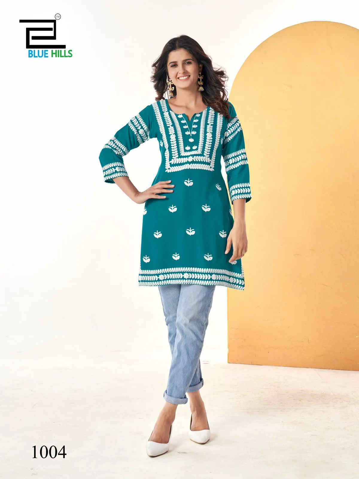 Blue Hills Hola Rayon Side Cut Wholesale Short Kurti Collection - Image 2