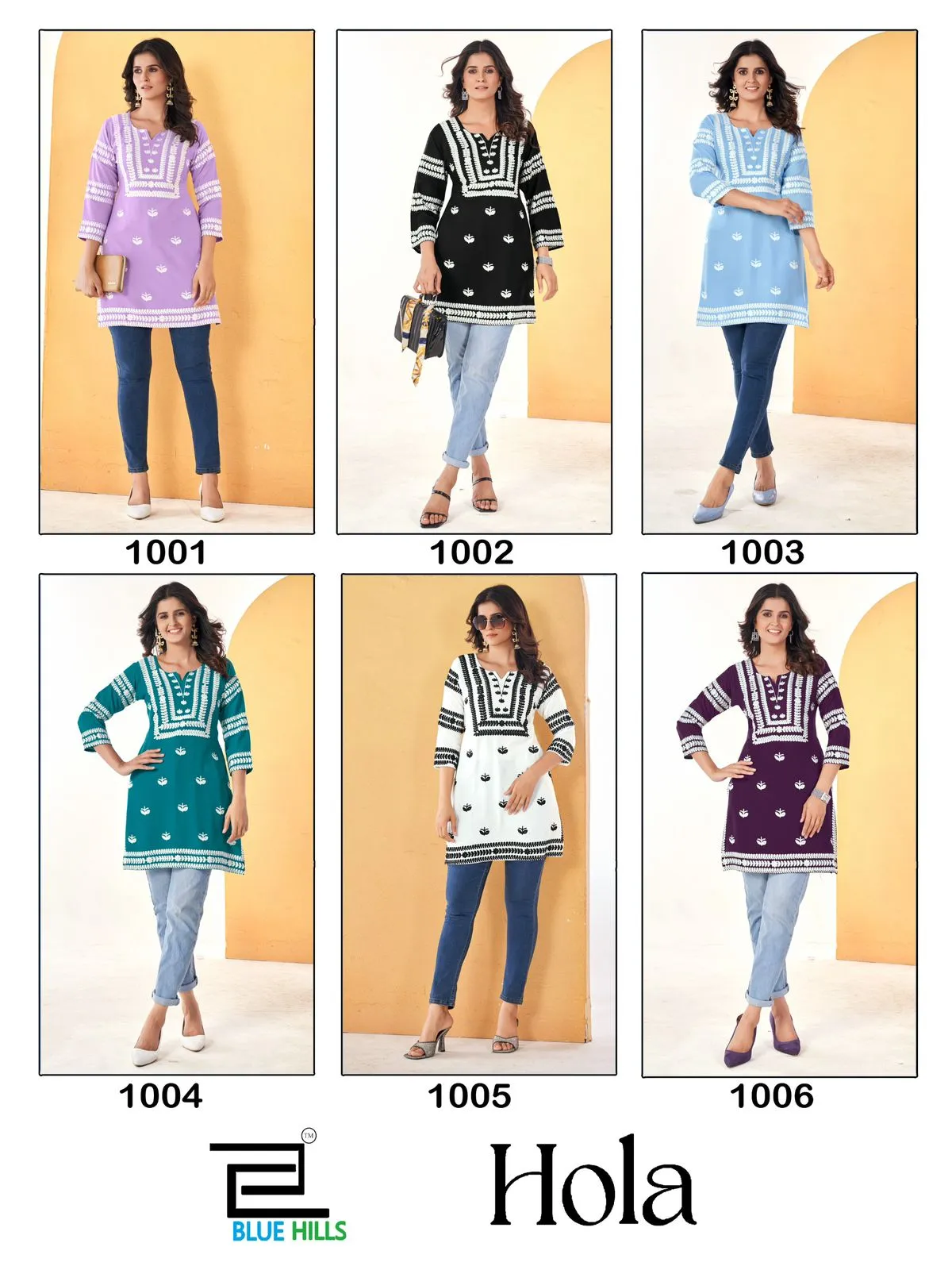 Blue Hills Hola Rayon Side Cut Wholesale Short Kurti Collection - Image 7