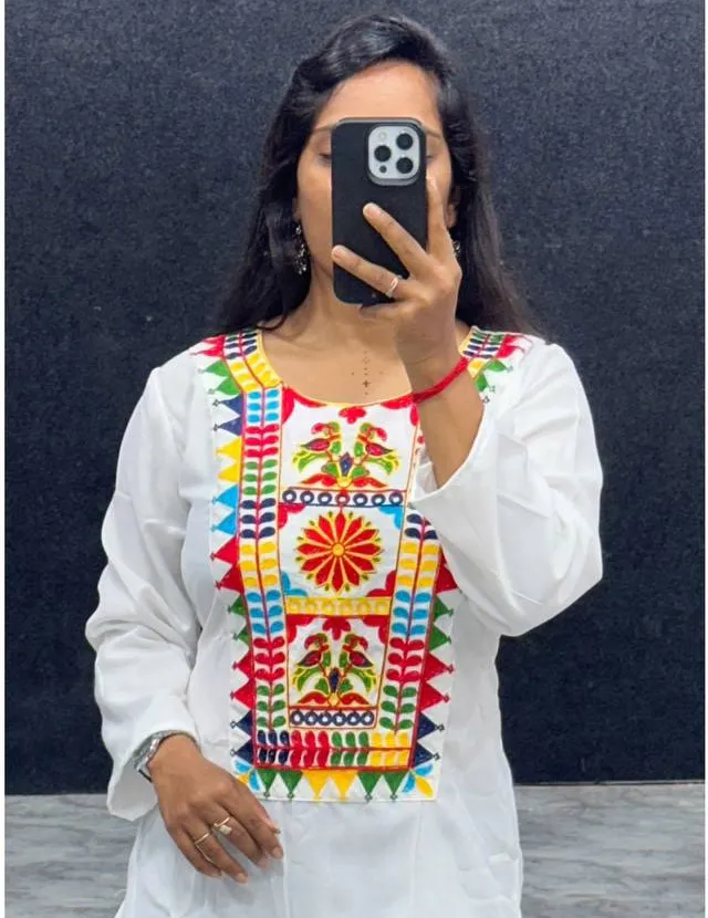 Bt 105 Beautiful Rayon Embroidered Wholesale Navratri Top Collection