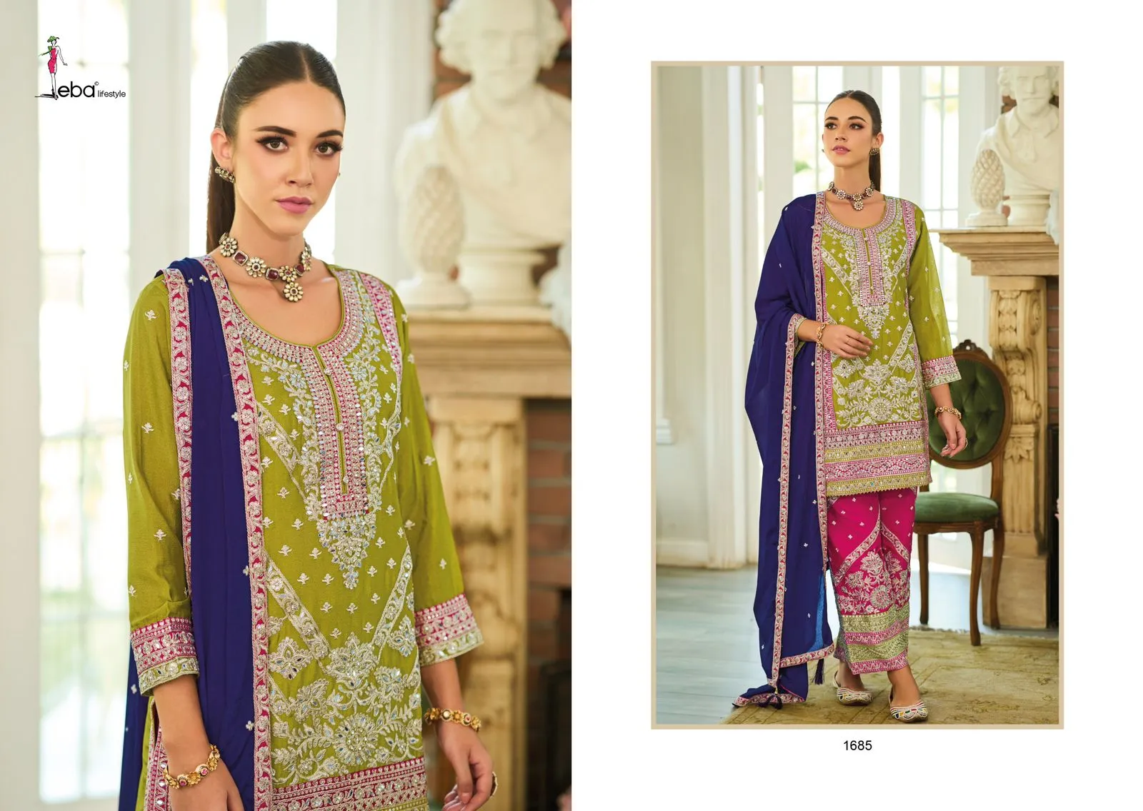 Eba Asees Chinon Embroidered Wholesale Readymade Salwar Suit Collection - Image 2