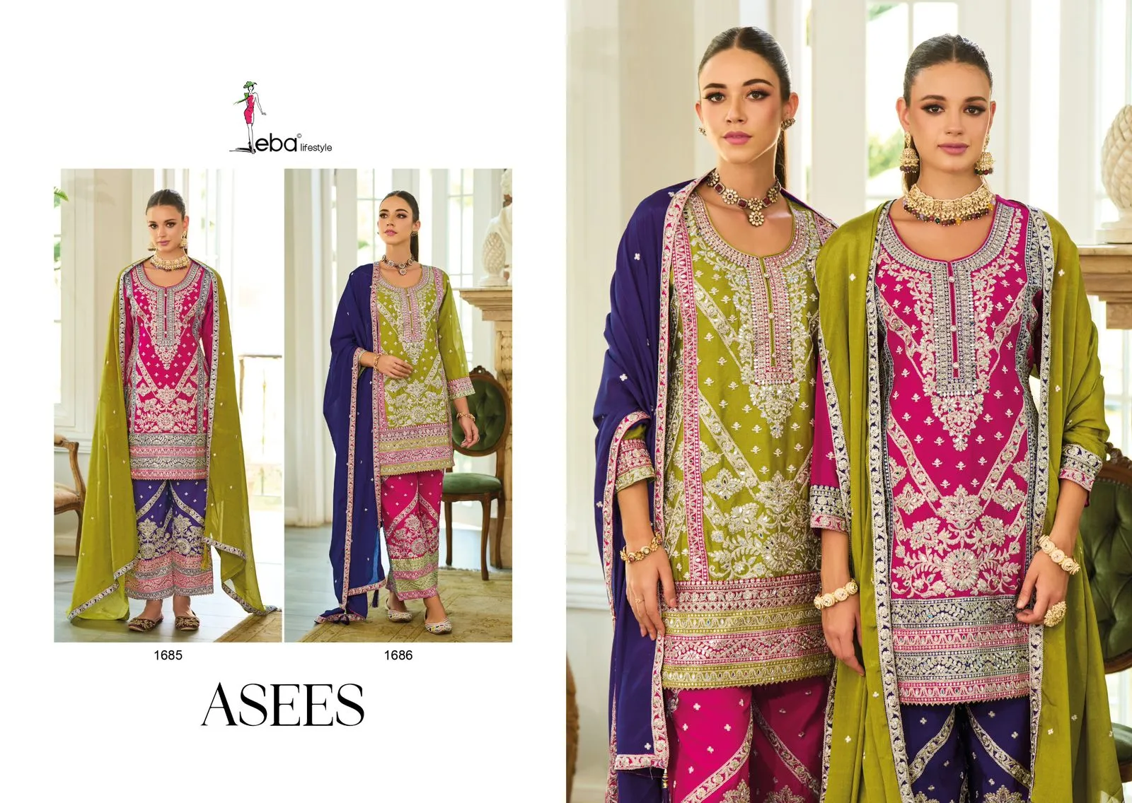 Eba Asees Chinon Embroidered Wholesale Readymade Salwar Suit Collection - Image 3
