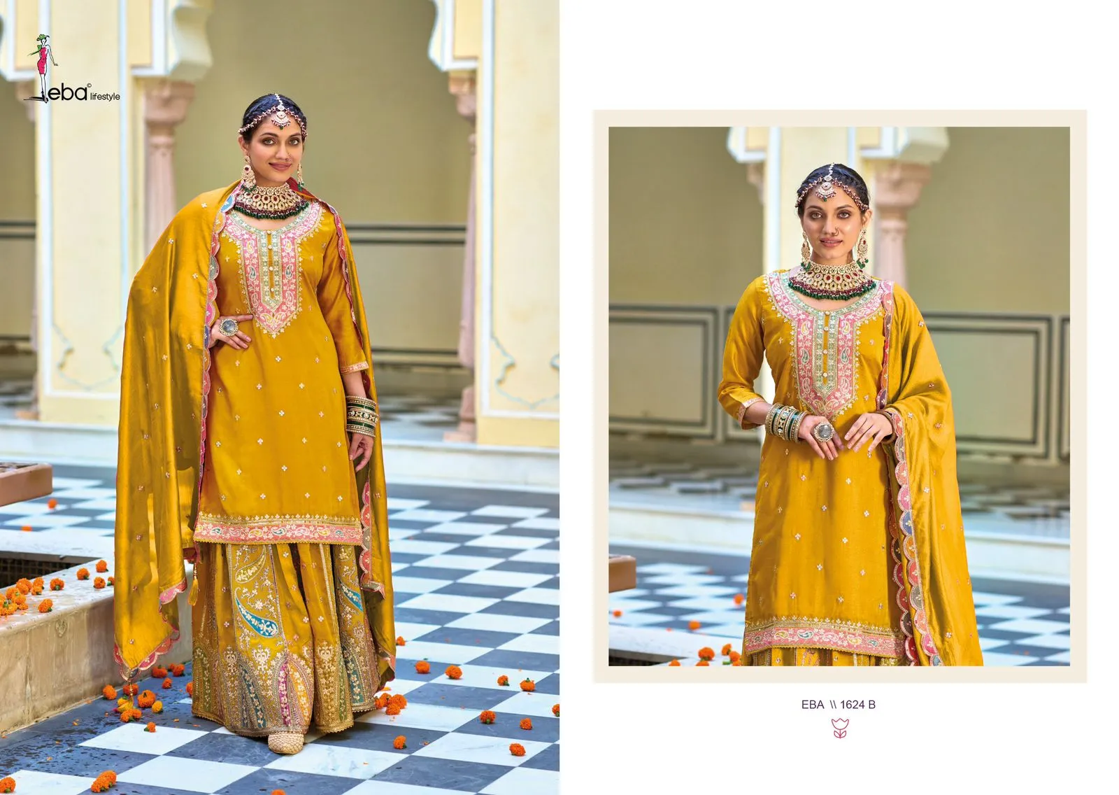 Eba Lifestyle Safroon Vol 3 Hevey Chinon Wholesale Readymade Suit Collection - Image 2
