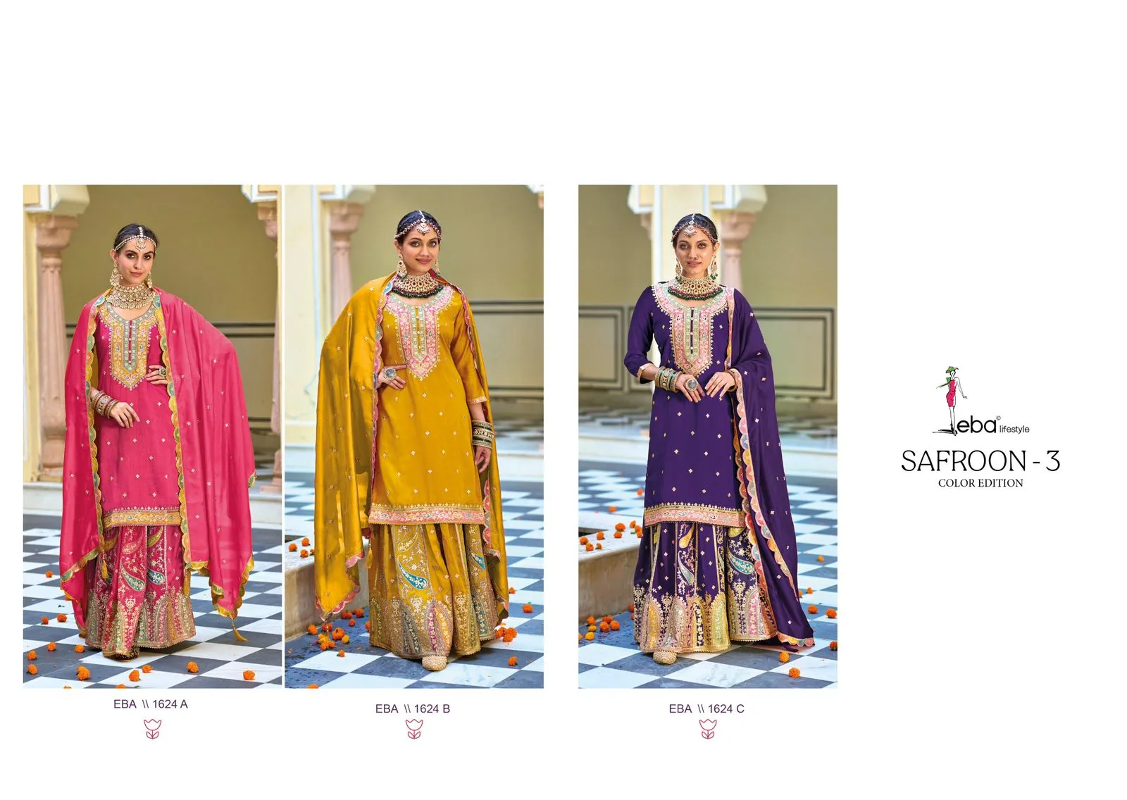 Eba Lifestyle Safroon Vol 3 Hevey Chinon Wholesale Readymade Suit Collection - Image 4