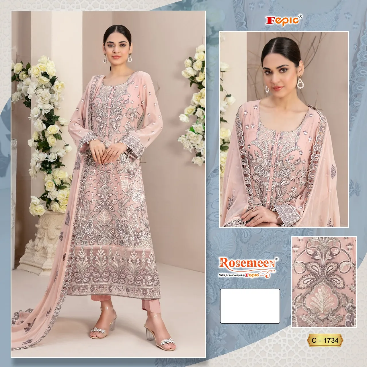 Fepic C 1734 Georgette Wholesale Pakistani Salwar Suit Collection - Image 2