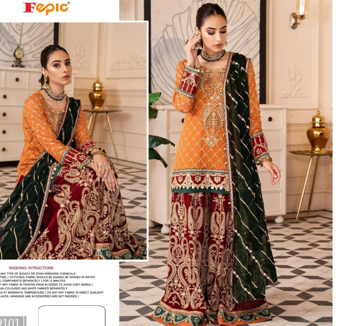 Fepic R 9101 Faux Georgette Wholesale Pakistani Suit Collection