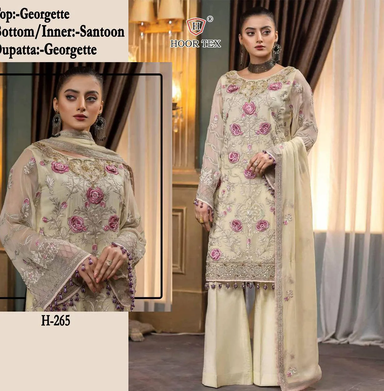 Hoor Tex H-265 Faux Georgette Wholesale Pakistani Suit Collection